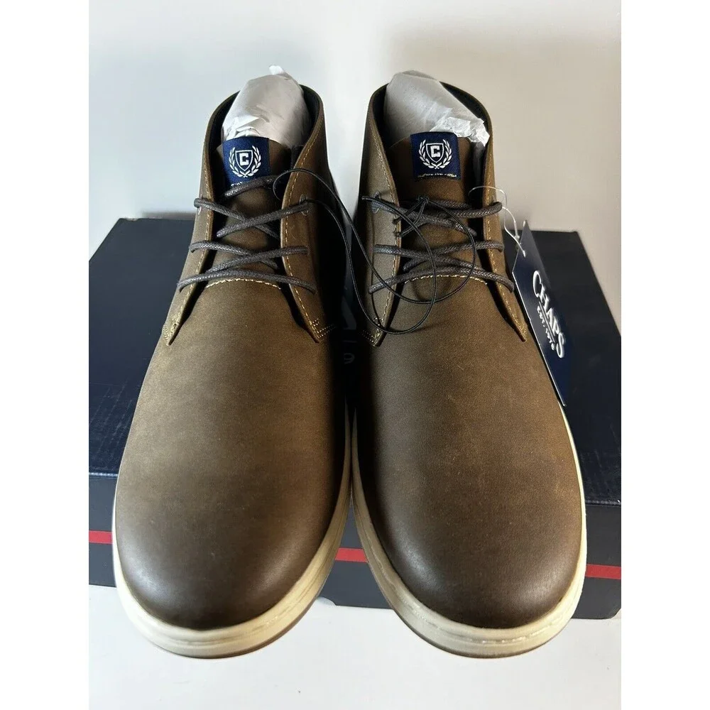 NEW! Men's Chaps Chukka Ankle Boots Lug Sole Brown Memory Foam US Size 10